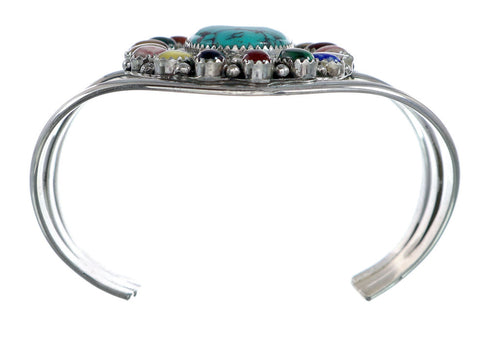 Navajo Native American Sterling Silver Turquoise Treasure Cuff Bracelet NX11784